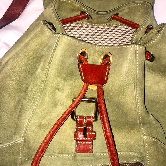 DOONEY & BOURKE Green Nubuck Leather Backpack EUC VINTAGE Y2K AUTHENTIC - Picture 13 of 16